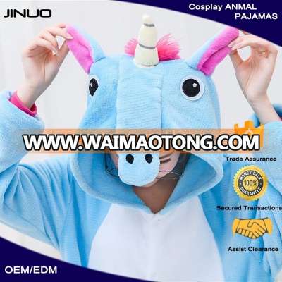 JINUO-00244 hot Factory Price Blue Girls sleeping Unicorn Pajamas